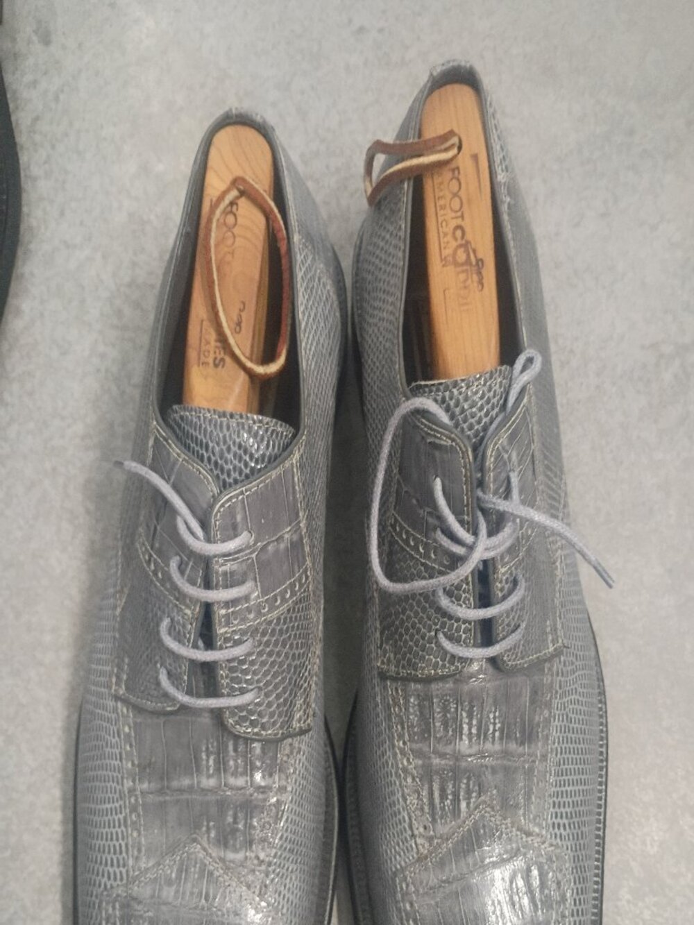 DAVID EDEN GRAY CROCODILE MENS OXFORD DRESS SHOES SIZE 9.5